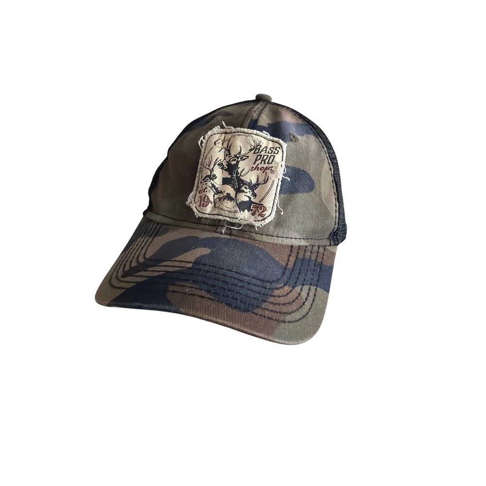 Bass Pro Shops Youth Camo‎ Trucker Hat Deer Patch Mesh Snapback Cap Camouflage